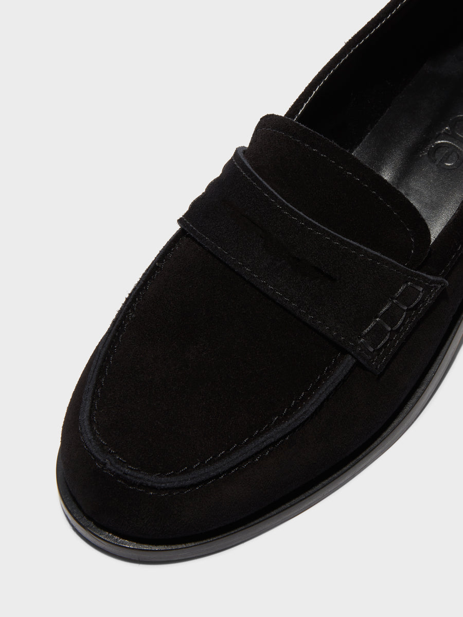 Aeyde | Oscar Leather Flats for Women | Black Suede | Round Toe | Flat Heel | Luxury Materials | Handmade in Italy [x=50,y=85]