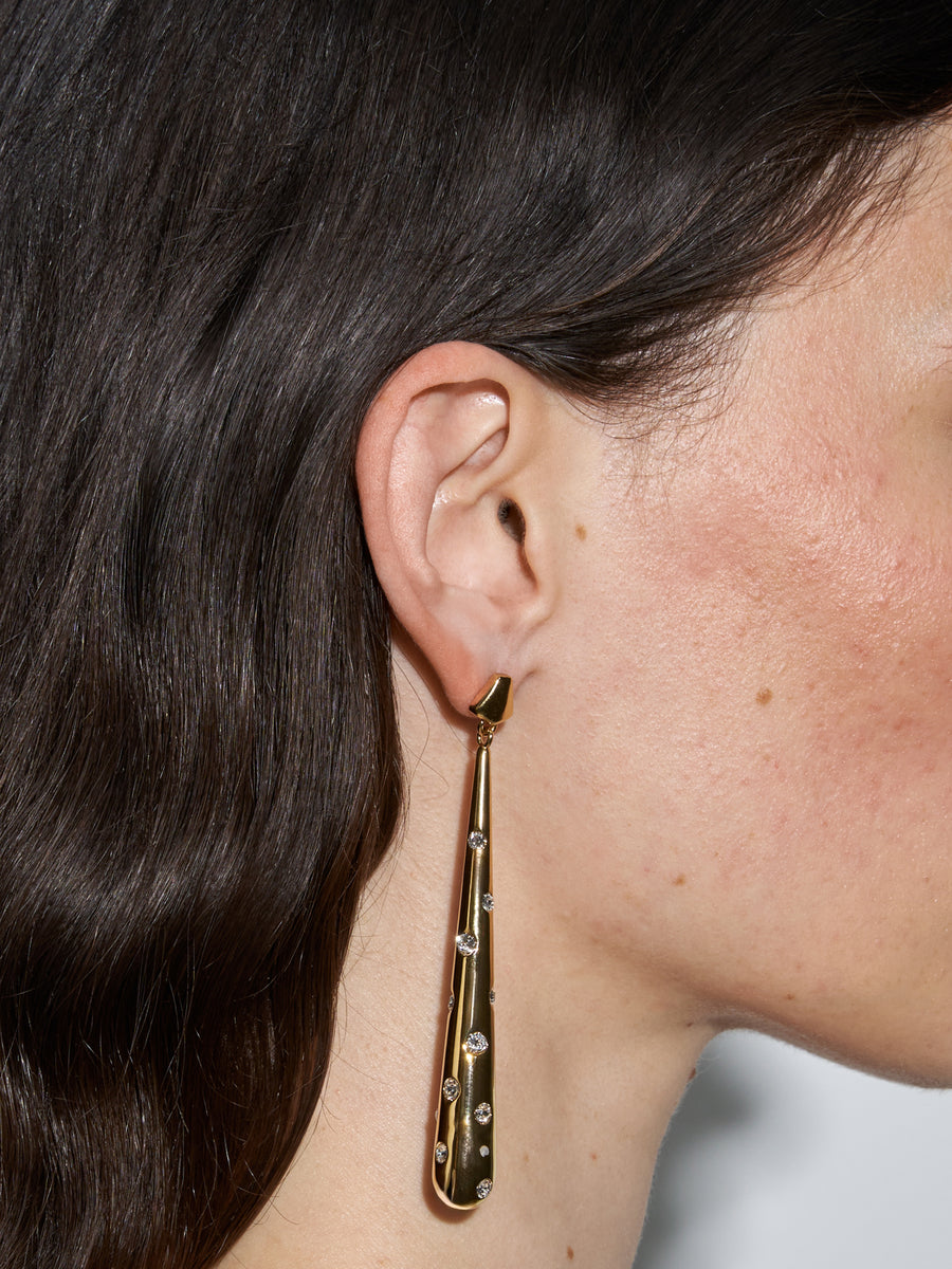 Aeyde | Perrin Gold-Plated Earrings for Women | Luxury Materials | Handmade in Italy | On Model