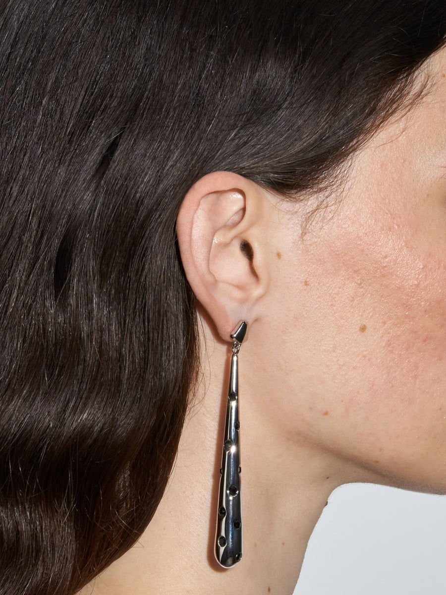 Aeyde | Perrin Palladium-Plated Earrings for Women | Luxury Materials | Handmade in Italy | On Model