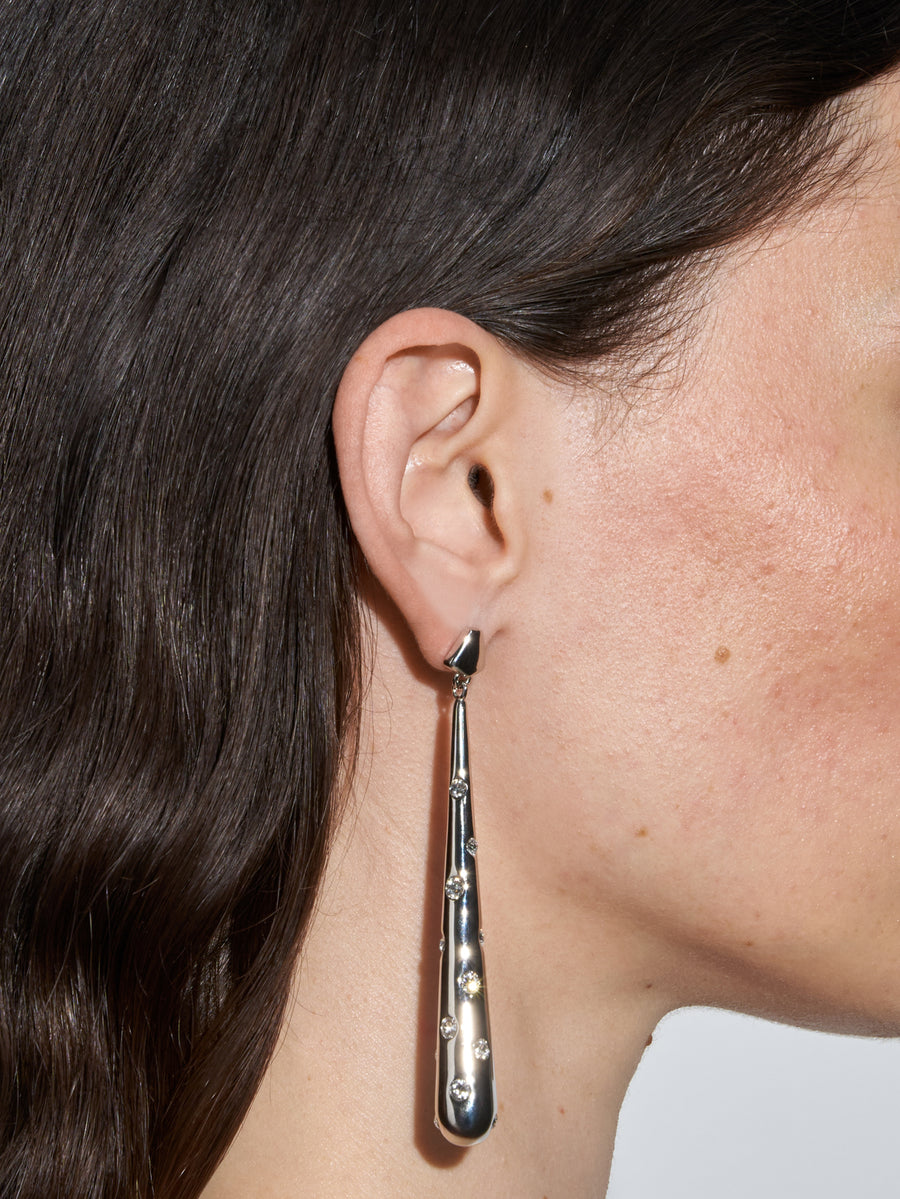 Aeyde | Perrin Palladium-Plated Earrings for Women | Luxury Materials | Handmade in Italy | On Model