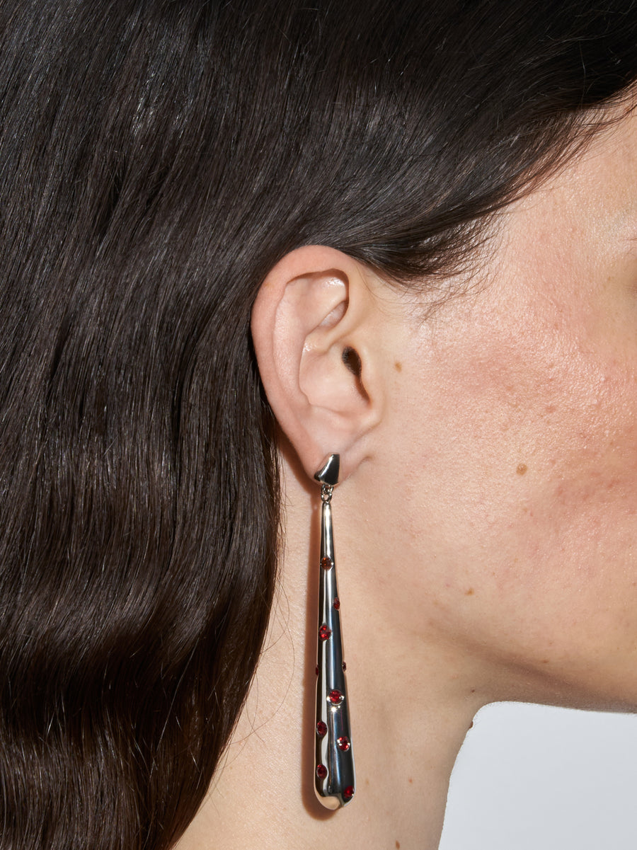 Aeyde | Perrin Palladium-Plated Earrings for Women | Luxury Materials | Handmade in Italy | On Model