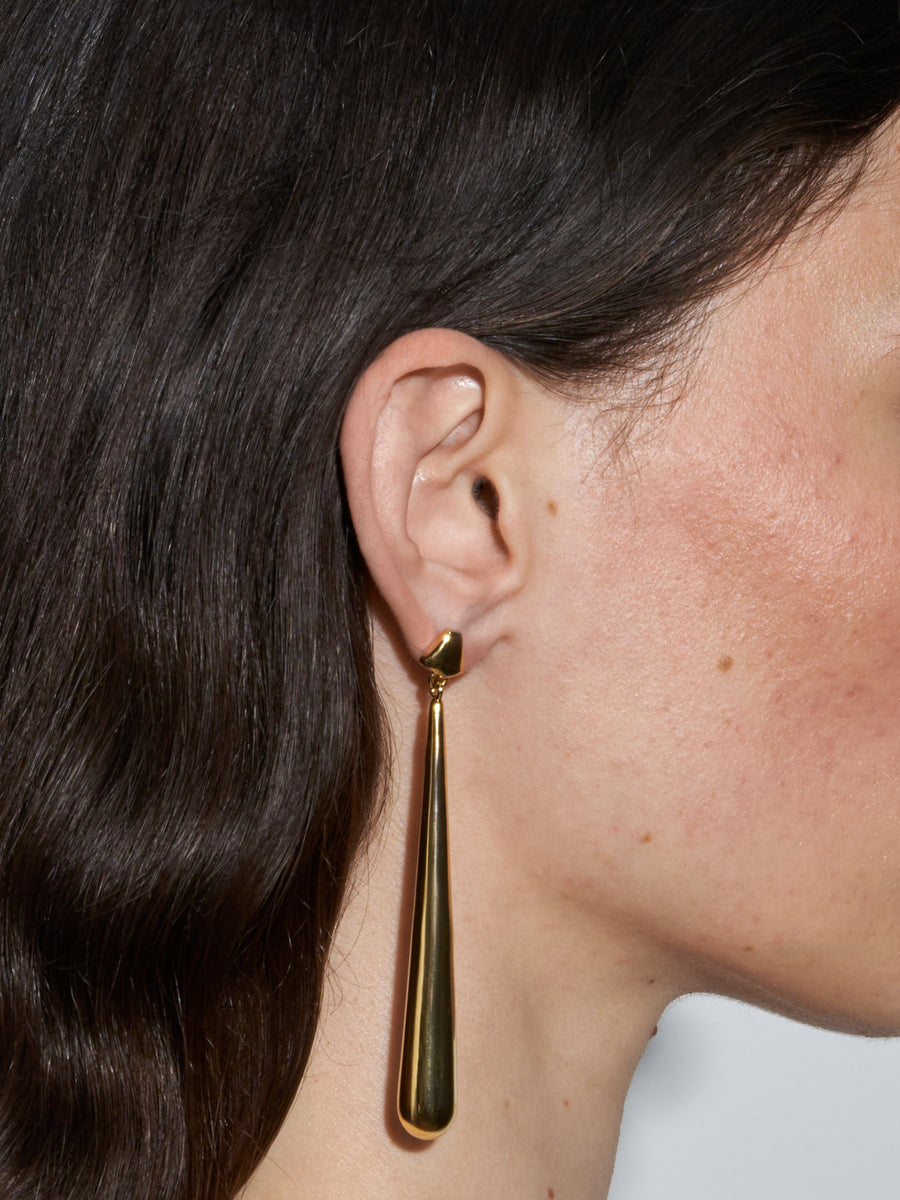 Aeyde | Perrin Gold-Plated Earrings for Women | Luxury Materials | Handmade in Italy | On Model