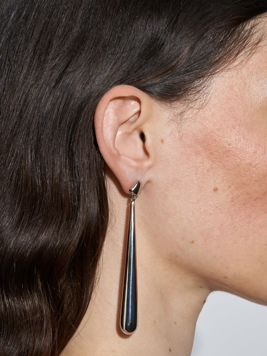 Aeyde | Perrin Palladium-Plated Earrings for Women | Luxury Materials | Handmade in Italy | On Model