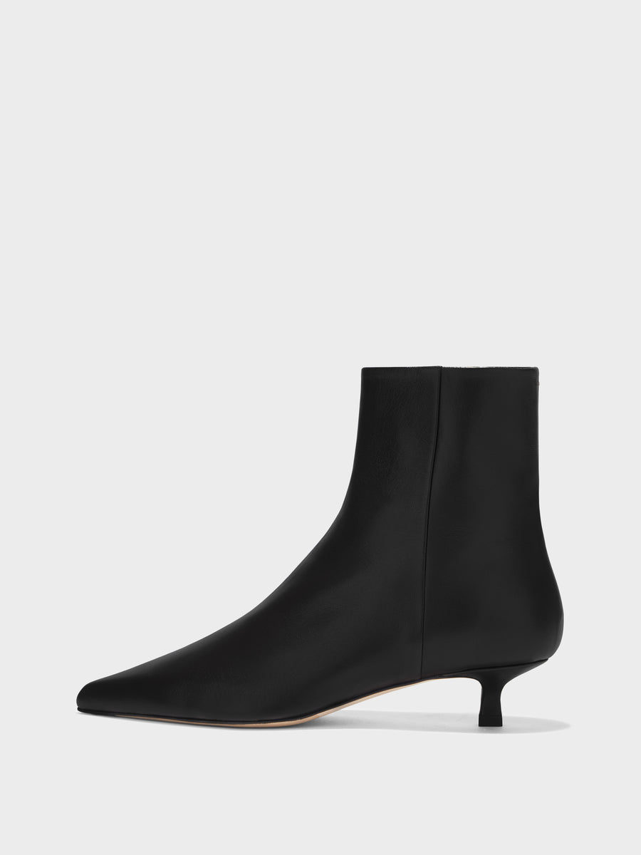 Aeyde | Sofie Leather Ankle Boots for Women | Black Nappa | Pointed Toe | Low Heel | Side View