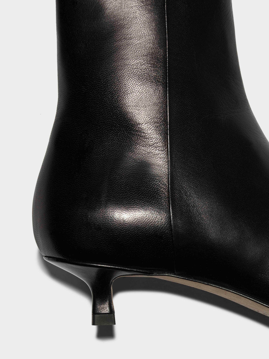 Aeyde | Sofie Leather Ankle Boots for Women | Black Nappa | Pointed Toe | Low Heel | Luxury Materials | Handmade in Italy [x=50,y=42]