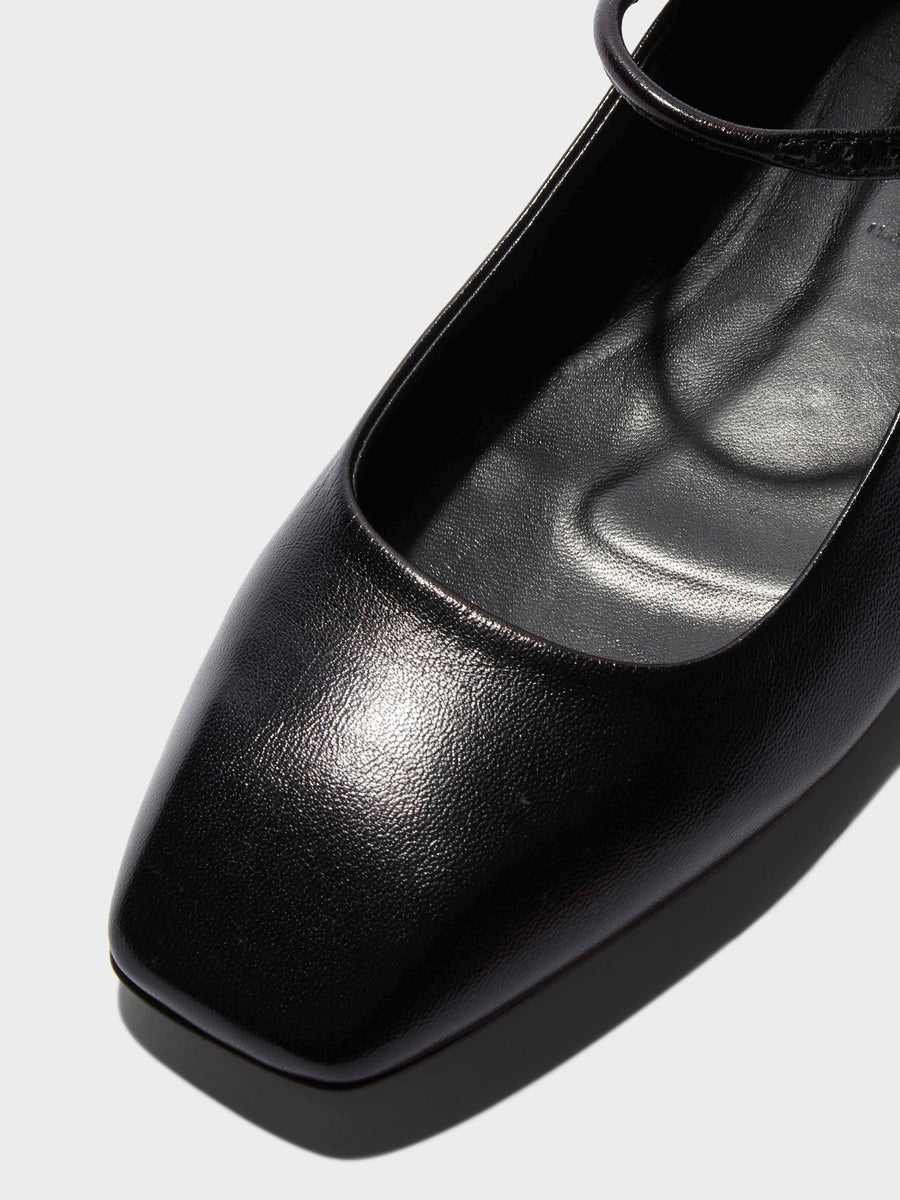 Aeyde | Uma Leather Flats for Women | Black Nappa | Square Toe | Flat Heel | Luxury Materials | Handmade in Italy [x=50,y=85]