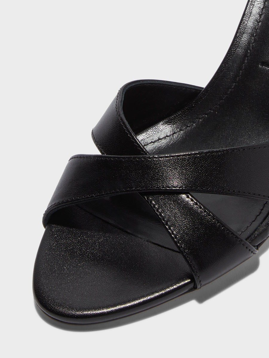 Aeyde | Vero Leather Heeled Sandals for Women | Black Nappa | Round Toe | Mid Heel | Luxury Materials | Handmade in Italy [x=50,y=85]
