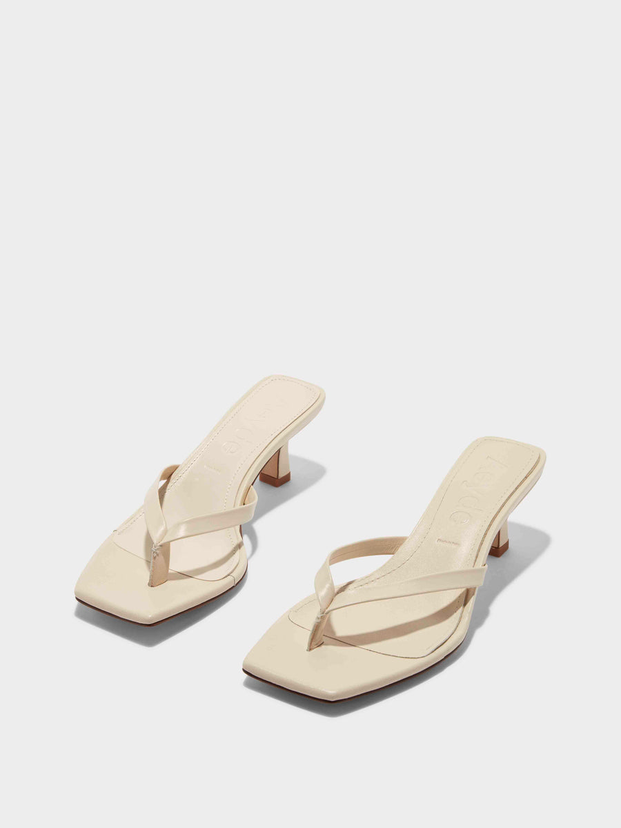 Aeyde | Wilma Leather Heeled Sandals for Women | Creamy Nappa | Square Toe | Mid Heel | Luxury Materials | Handmade in Italy [x=50,y=85]