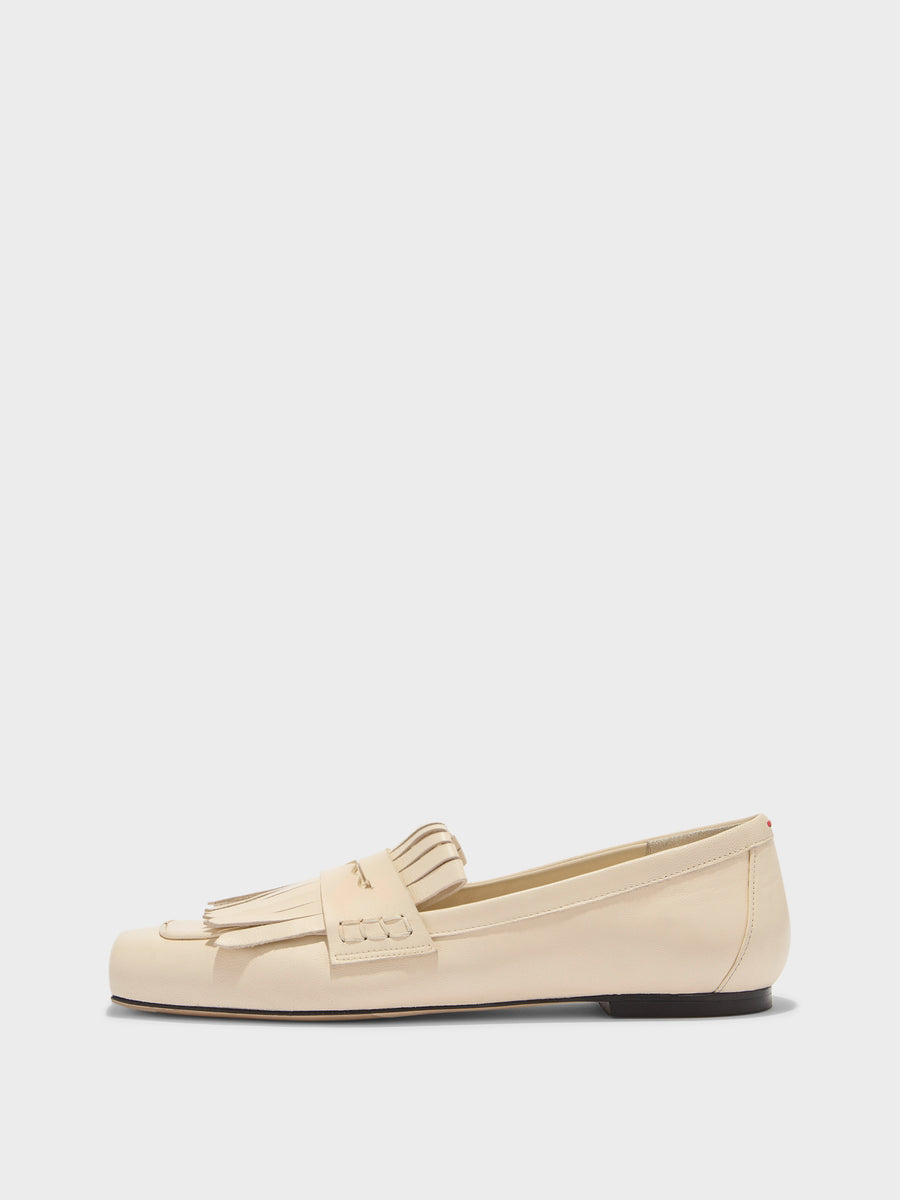 Aeyde | Belen Leather Flats for Women | Creamy Nappa | Square Toe | Flat Heel | Side View