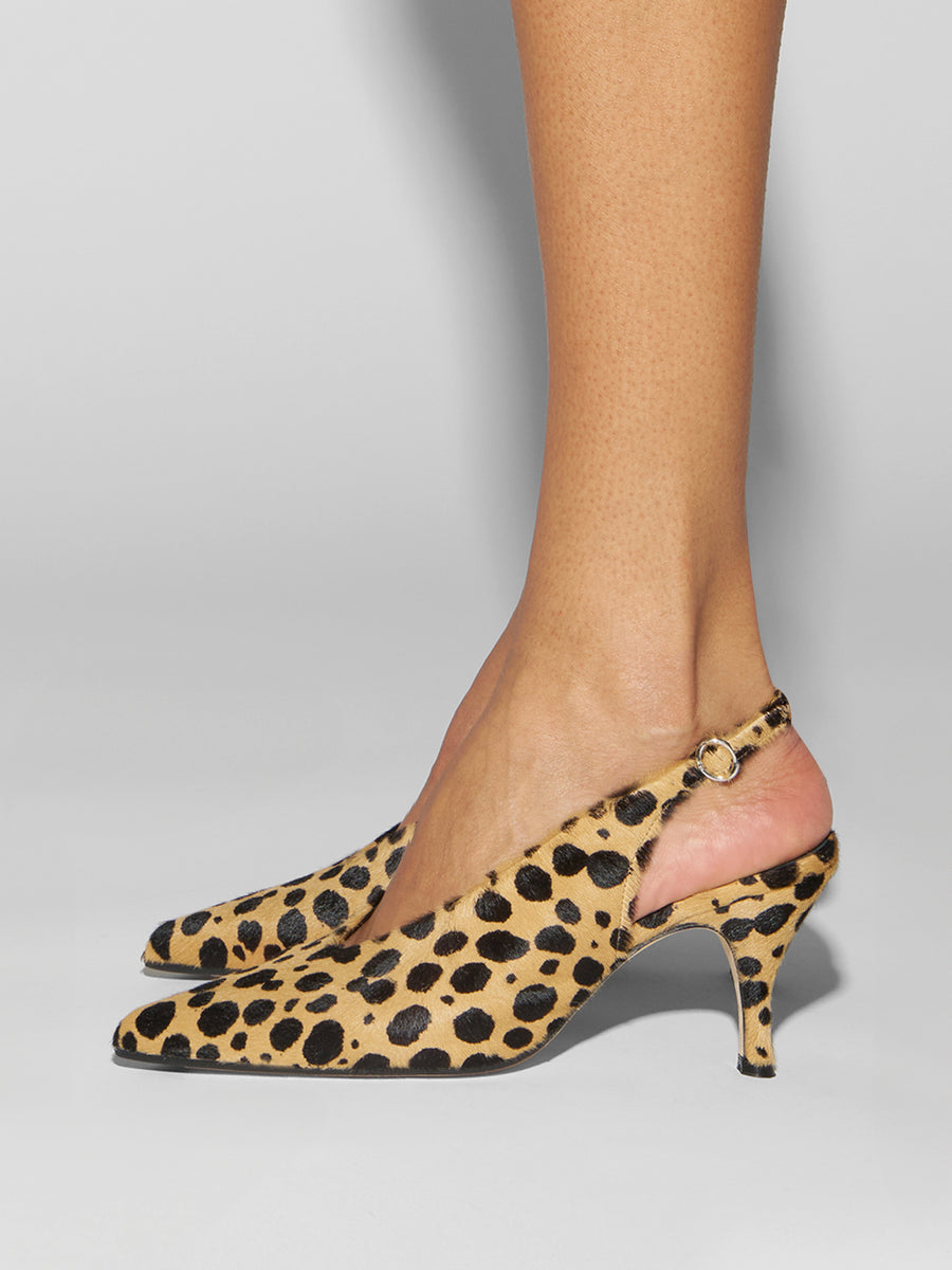 Aeyde | Carla Leather Pumps for Women | Beige/Black Ponyhair | Pointed Toe | High Heel | How to Style