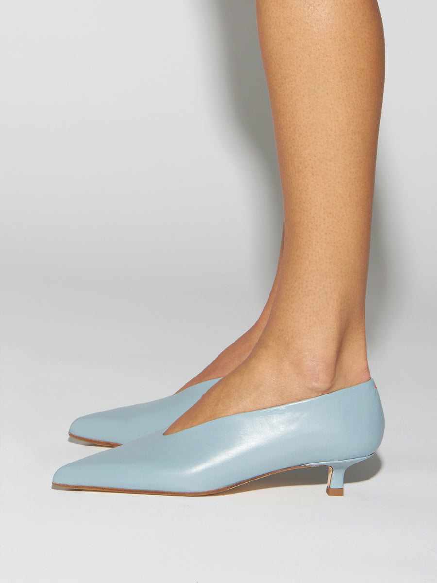 Aeyde | Clara Leather Pumps for Women | Glass Nappa | Pointed Toe | Mid Heel | How to Style